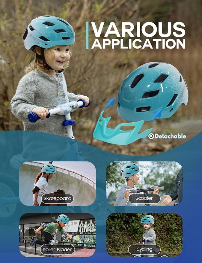 Kids Helmet - Toddler Bike Helmet with LED Turnning/Stop Signals & Customizable Display - Breathable Lightweight Boy/Girl Helmet for Skateboard, Roller Skate, Scooter