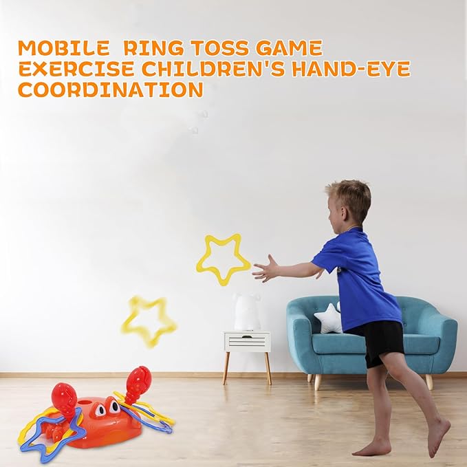 Toddler Basketball Hoop Indoor, 2 in 1 Sports Toy Set for Kids Basketball Hoop for Toddlers Indoor with Ring Toss Game