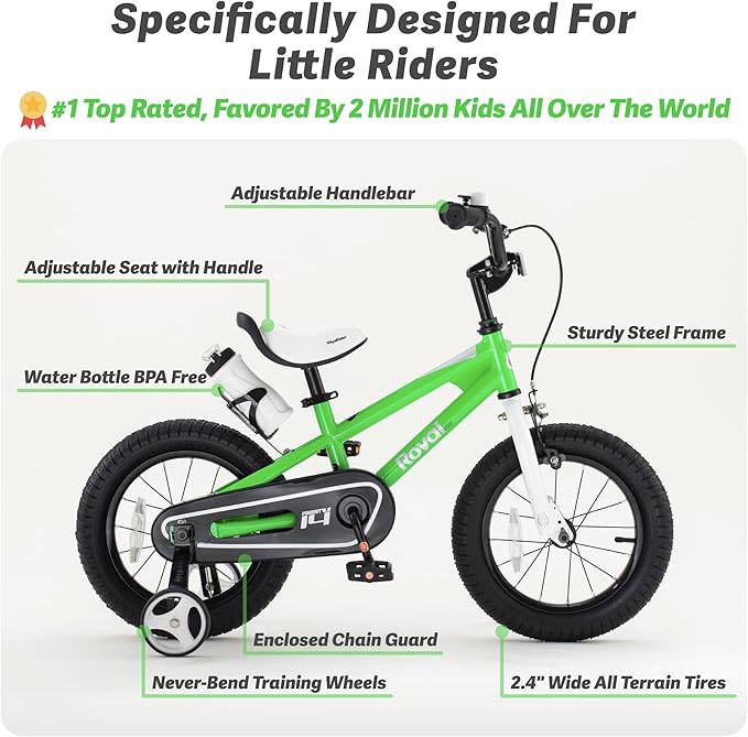 RoyalBaby Kids Bike EZ Freestyle Training Free Balance to Pedal Easy Learning Bicycle, 12-18 Inch for Toddlers to Big Kids