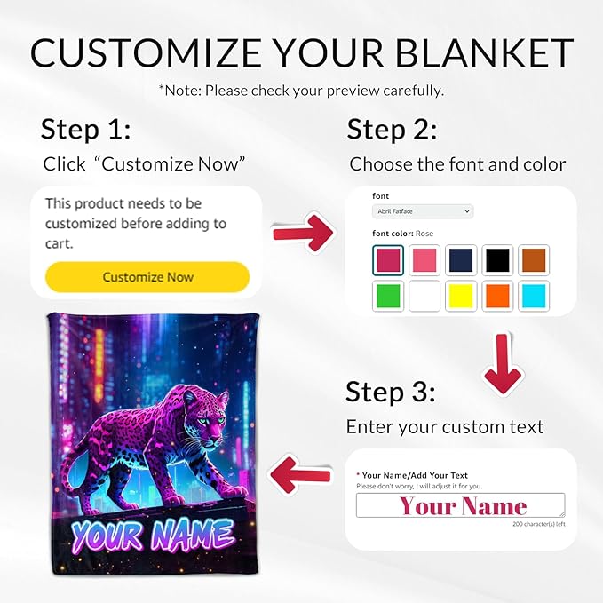 Custom Leopard Blanket for Boys - Adult Fluffy Cheetah Blankets Gifts - Cozy Teens Throws for Sofa, Bed