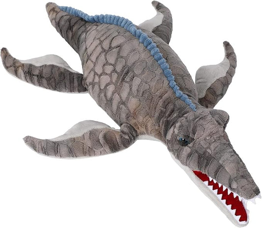 Dinosaur Plush Toy, Mosasaurus Stuffed Animal Throw Plushie Pillow Doll, Soft Grey Fluffy Friend Hugging Cushion - Present for Every Age & Occasion