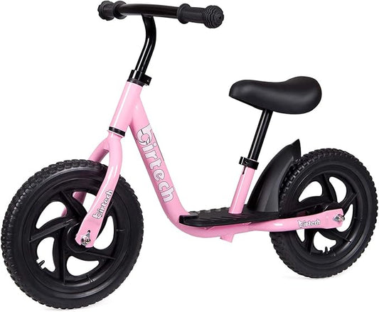 Birtech Balance Bike for 2-5 Year Old, 12 Inch Toddler Bike No Pedal Training Bicycle with Adjustable Seat Height, Airless Tire (Pink)