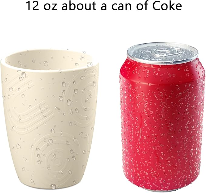 Homienly Wheat Straw Cups, Alternative to Plastic Cups Set of 6, Premium Drinking Glasses - 12 OZ, Unbreakable Drinking Cup, Dishwasher & Microwave Safe Tumbler Cup for Kitchen, Kids, Picnic - Beige