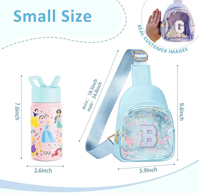 COSHAYSOO Personalized Christmas Birthday Gifts Burr Basket Stuffers for Girls Blue Purse Sling Bag Crossbody Girl Cute Funny Cool Mini Travel Fashion Accessories Monogrammed Initial Letter B