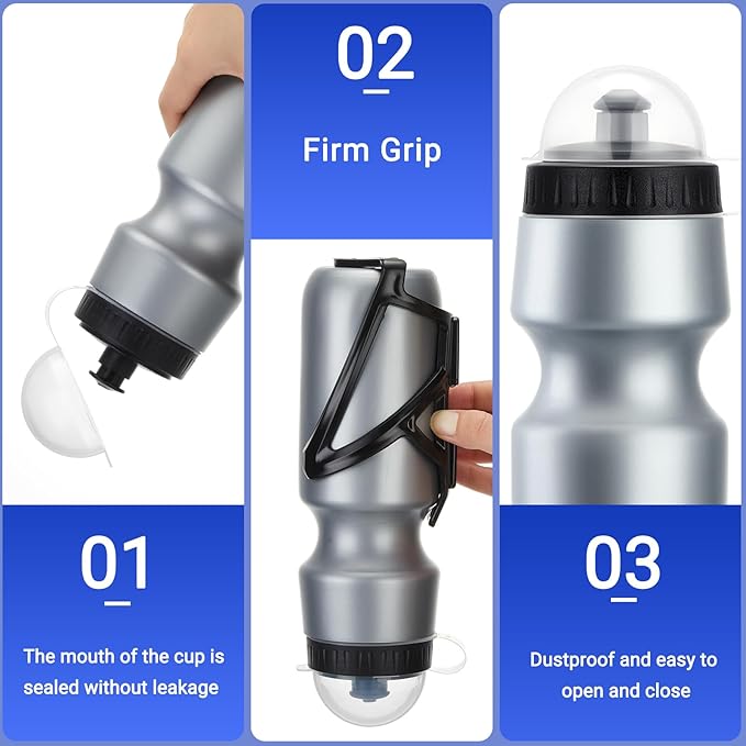 Mifoci Bike Water Bottle Cage with Bottle Bike Water Bottles and Holder 24oz Squeeze Sport Bicycle Accessories for Mountain Outdoor Cycling