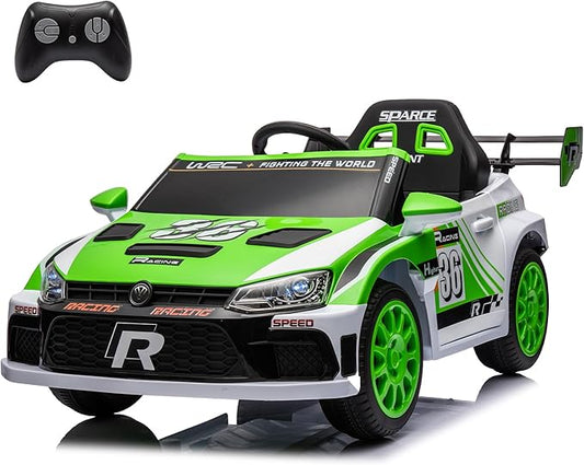 Kids Ride on Car with Parent Remote Control,12V Battery Powered Electric Vehicles for Kids Ages 3-8,Powerful Motor 3-Speed Sports Car Ride-on Toys w/Music,LED Lights,Suspension System (Green)…, Large