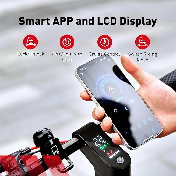 iScooter Electric Scooter for Adults, 23/18/12 Miles Long Range,22/19/18 Mph Top Speed, Commuting Electric Scooter with Cruise Control, Double Braking Systems Escooter for Adults and Teens