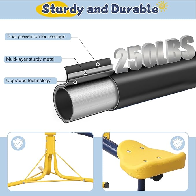 Seesaw for Kids Outdoor for Ages 3-8,68.5 inch Teeter Totter Sit and Spin Outdoor Toys Swiveling 360 Degrees Rotating for Children Age 3 4 5 6 7 8 Courtyard Park Playground Balcony