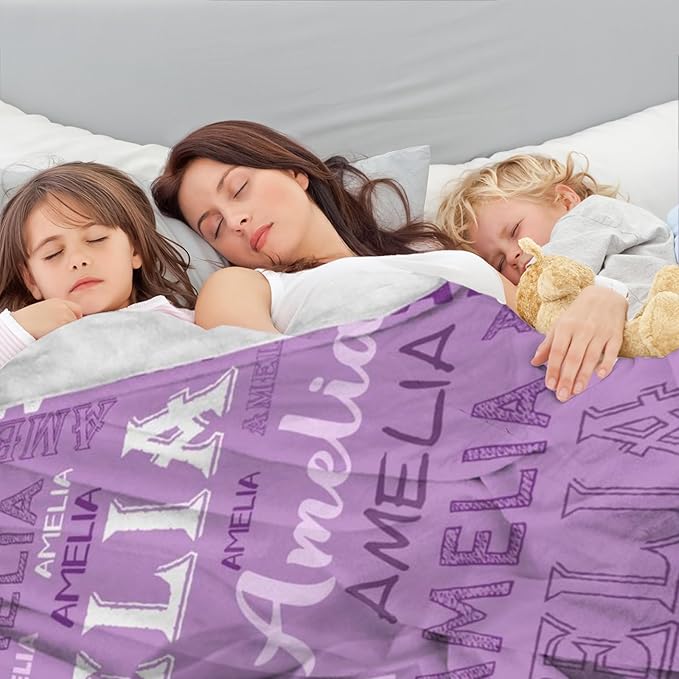 Ship Next Day, Personalized Baby Blanket with Name - Printed in USA, Custom Name Blanket for Boys Girls Kids, Customized Flannel Blankets Gifts for Teen Shower Toddlers Christmas Brithday