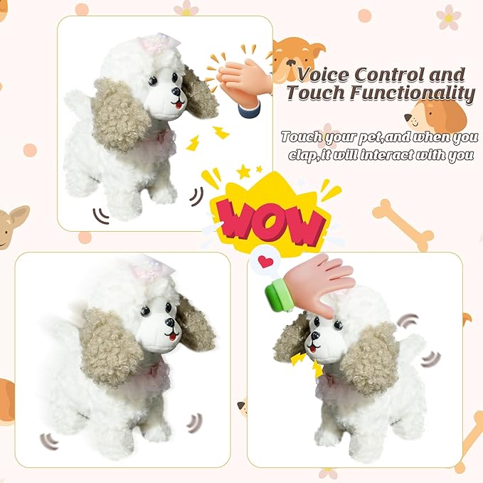 Puppy Toys for Kids, Toy Dogs That Walk and Bark, Walking Dog Toy for Kids with Leash, Interactive Stuffed Puppy with Remote Control, for Girls and Boys Aged 3-7 Year Old