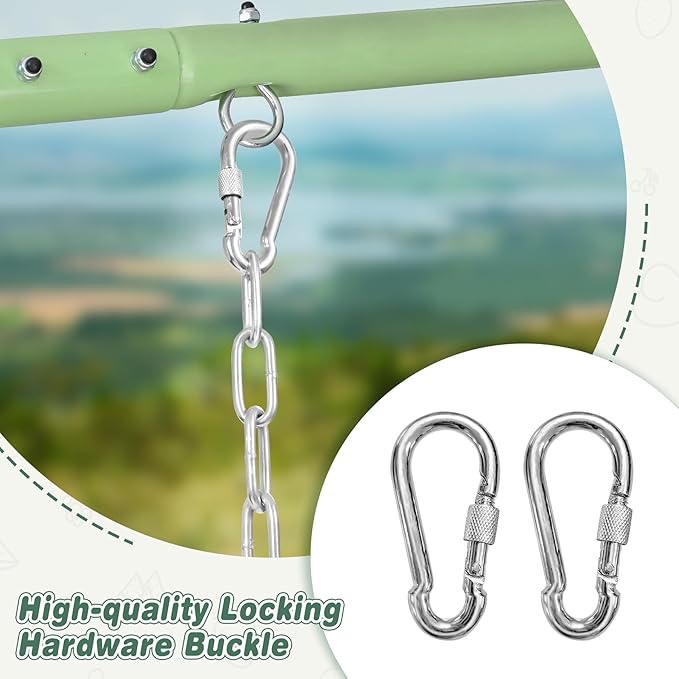 RedSwing Belt Swing Seat for Kid with 66" Heavy Duty Chains, Playground Swing Set Replacement Accessories with Snap Hooks, for Outdoor Backyard Play Safety, Green