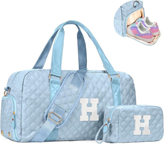 Duffel Bag, Girls Gift Bag Teens, Initial Travel Duffel Bag, Personalized Weekender Bag, Monogram Overnight Bag Gift for Grandmother,Tween Girls Gifts Daughter Gifts Niece Gifts, Mothers Gifts