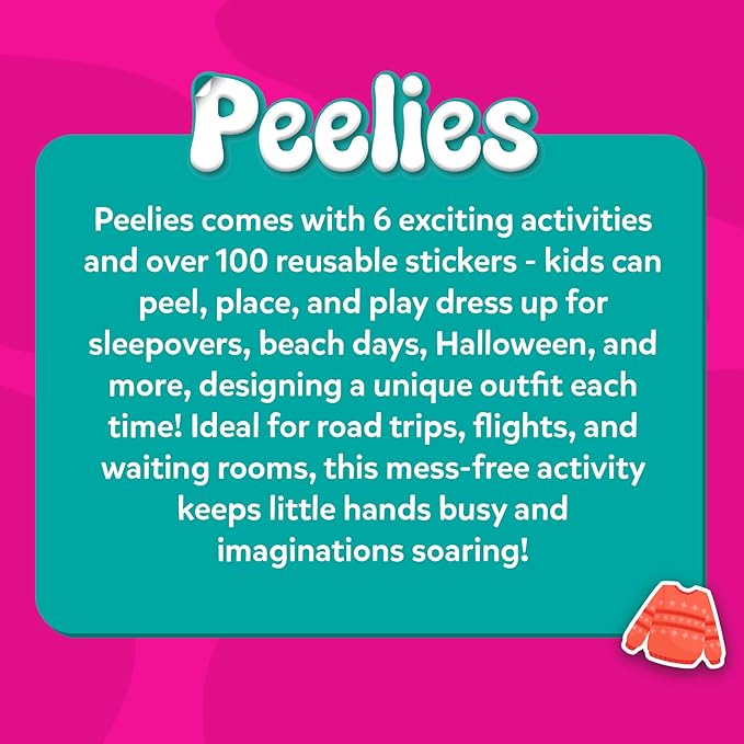 Skillmatics Reusable Sticker Activity Book - Peelies, 100+ Reusable Stickers, 6 Pictures, Mess-Free Fun for Kids, Creative Play & Travel Toy, Gifts for Ages 3, 4, 5, 6, 7