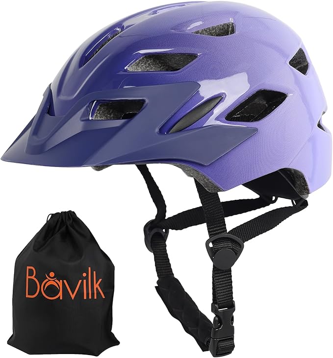 Kids Bike Helmet,Bavilk Kids Boys Girls Bike Helmets with LED Light Detachable Visor Children Youth Teen Multi-Sport for Skating Cycling Scooter Skateboard Adjustable & Lightweight 19.7"-22.4"