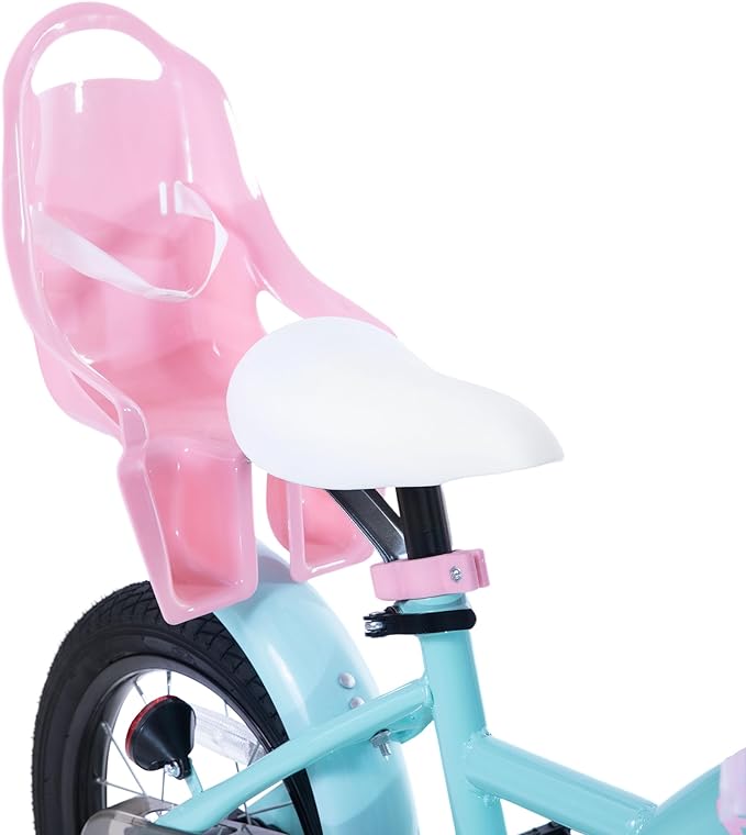 KEANO Zinnia 14 16 20 Inch Kids Bike for Girls Ages 3-10 Years, Girls' Bikes with Training Wheels, Streamers, Basket and Doll Seat, Children Bicycles