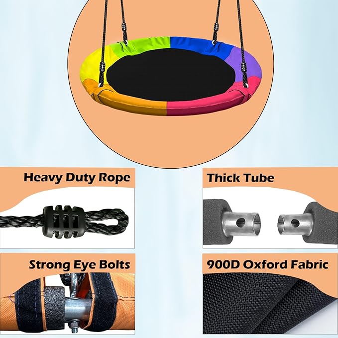 40" Saucer Tree Swing for Kids - 500Lb Weight Capacity, Waterproof Platform Swing Seat with Adjustable Ropes for Kids Playground Outdoor Activity Backyard Fun (Color)