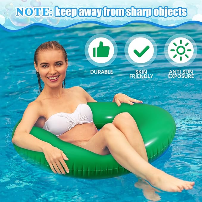 6 Pcs Inflatable Pool Floats 28 Inches Swim Tube Bulk for Adults Swimming Ring Pool Floaties for Beach Party Decorations Women and Men River Lake Summer Vacation Holiday (Green)