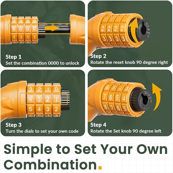 Titanker Bike Lock, Bicycle Lock 4 Feet Cable Lock 1/2 Inch Resettable Bike Lock Combination with Mounting Bracket, Bike Accessories for Bicycle, Electric Scooter, Motorcycle