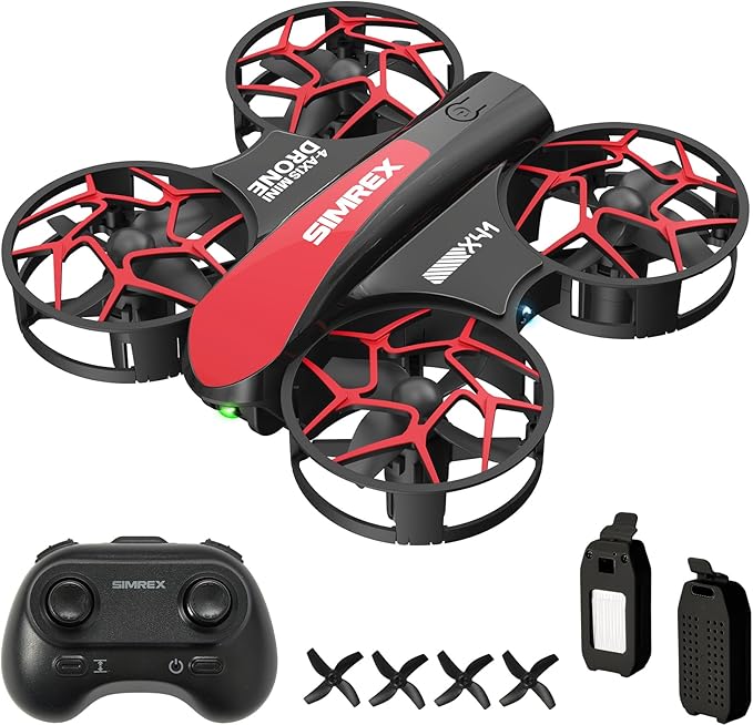 SIMREX Mini Drone for Kids & Beginners, RC Quadcopter with Altitude Hold, 3 Speed Modes, One Key Takeoff/Landing, Headless Mode, Cool LED Lights, Stunt Flip, Ideal Christmas Birthday Gift Toy(Red)