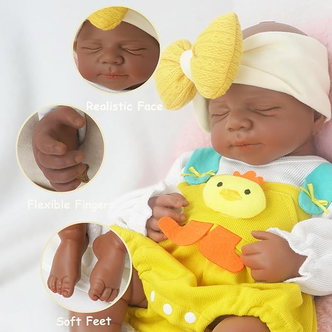 18.9 in Full Silicone Reborn Baby Dolls, 1:1 Lifelike Newborn Dolls Non Vinyl Realistic Reborn Toddler Dolls Boy Washable Sleeping Doll
