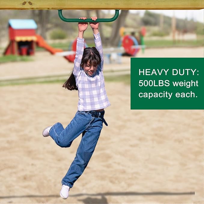 SELEWARE 6-Pack 17-Inch Green Metal Playground Safety Handles – Heavy-Duty, Non-Slip Grab Bars for Indoor/Outdoor Kids’ Playsets, Swing Sets, Playhouses, Treehouses, Jungle Gyms & Climbing Frames