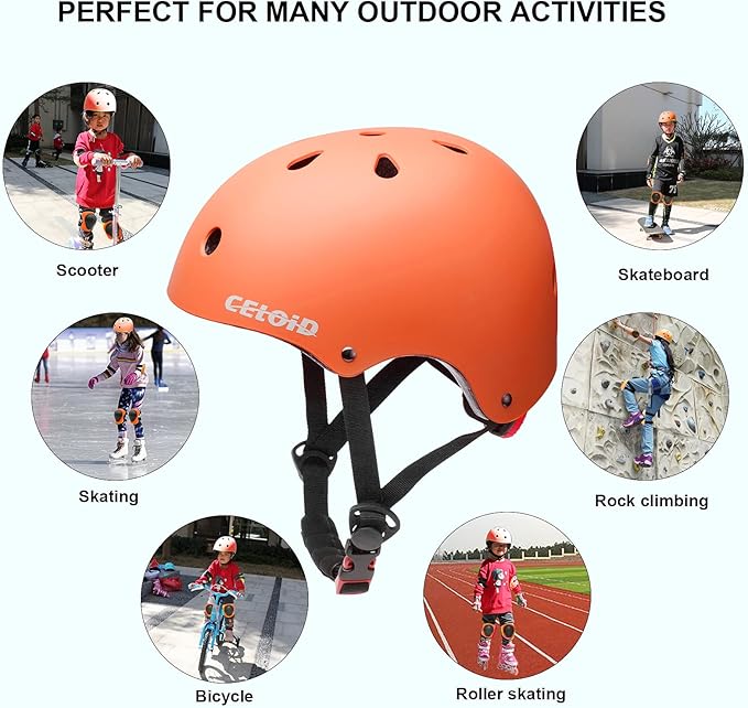 Kids Bike Helmet,Toddler Skateboard Helmets for Ages 2-3-5-8-14 Years Boys Girls，Adjustable Multi-Sport Bicycle Skateboarding Football Roller Skating Scooter Rollerblade Balance Bike Helmet