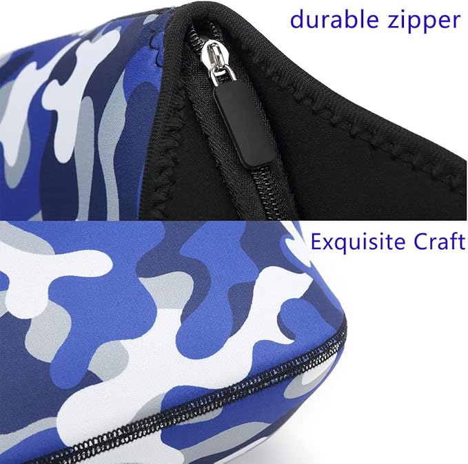 FlowFly Neoprene kids Lunch box Insulated Soft Bag Mini Cooler Thermal Meal Tote Kit for Boys, Girls,Men,Women,School,Work, Office, Blue Camo