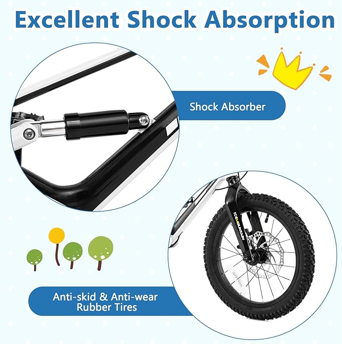 BABY JOY Kids Bike, 16" Magnesium Sporty Bicycle with Dual Disc Brakes, Removable Training Wheels, Body Suspension, Adjustable Handlebar & Saddle, Girls Boys Bike