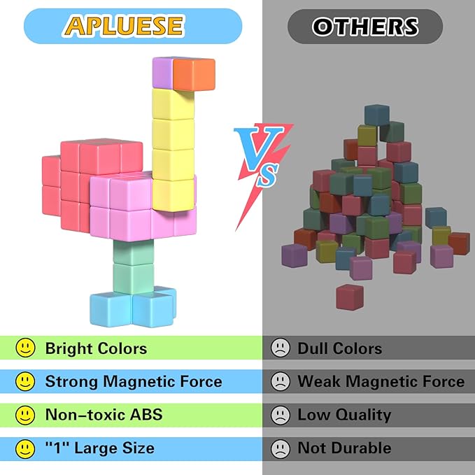 42PCS Magnetic Blocks Set, Magnet Building Cubes for Toddlers, Travel Sensory Autism Preschool Montessori Toys for 3 4 5 6 7 8 Year Old, Birthday Girls Boys Gifts