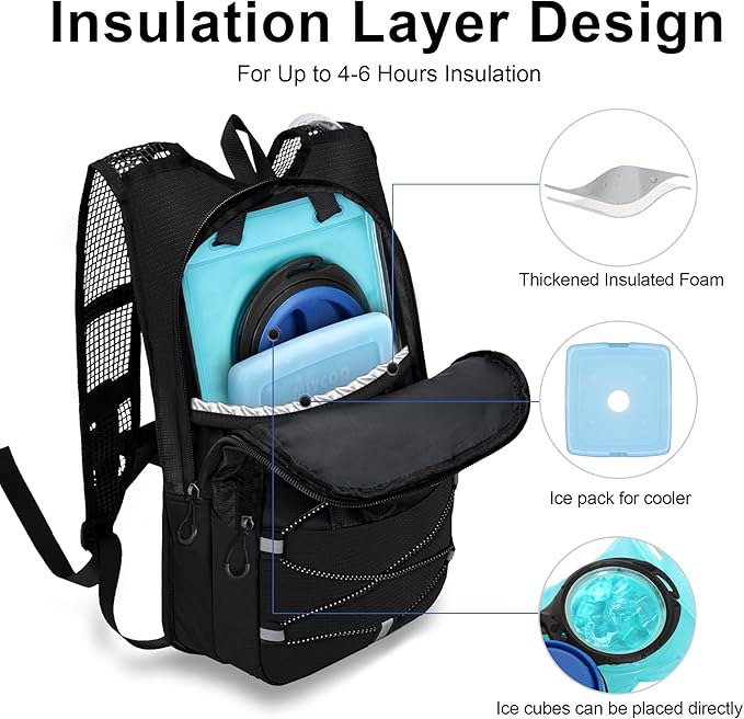 Hydration Backpack - Lightweight Water Backpack with 2L Water Bladder Bag, Running Hydration Vest Backpack for Men Women, Hydration Pack for Hiking, Cycling, Climbing MIYCOO
