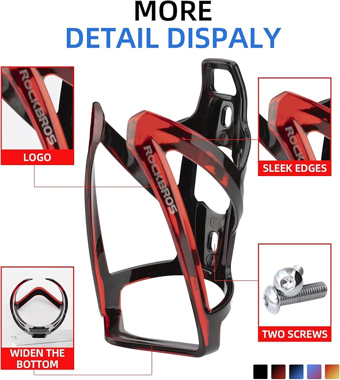 ROCKBROS Bike Water Bottle Holder Ultra-Light Bicycle Bottle Cages with Screws Tool, Universal Bike Cup Holder for Road MTB Mountain Bikes Cycling Accessories（2 Pack）