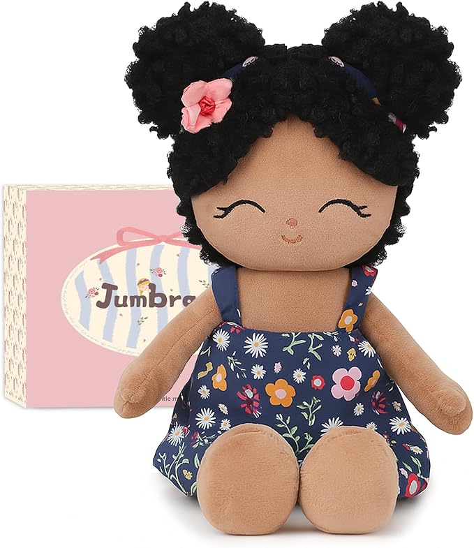 Soft Baby Doll Toys (16'') Baby Rag Doll for Girls Birthday Gift Christmas Plush Toys Gift for Toddler Kids (Black)