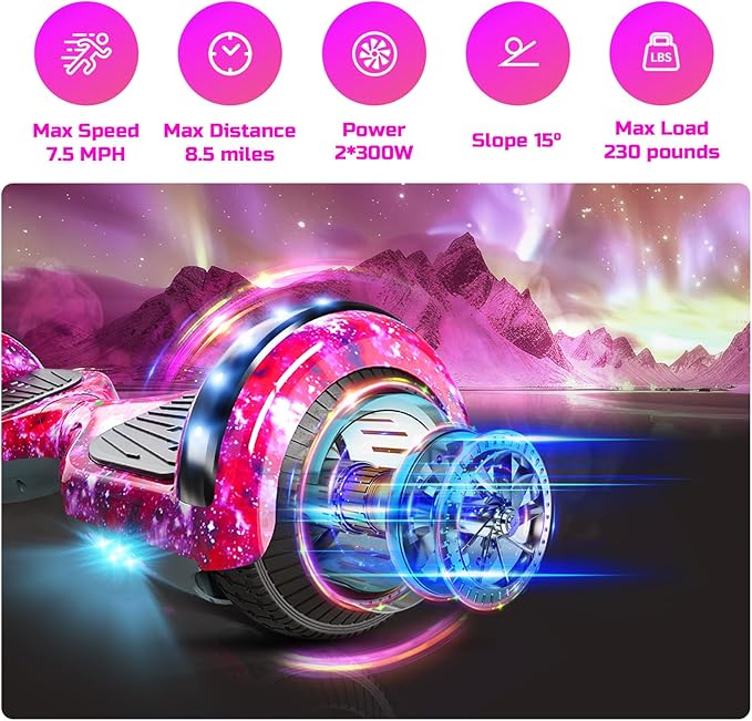 Scooter with Seat Attachment for Kids Adults, 6.5'' 8.5''Balancing Scooter with Bluetooth Speakers & Colorful LED Light with Kart