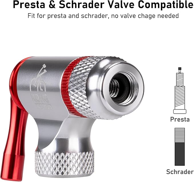 CO2 Inflator Kits, Presta and Schrader Valve Compatible, CO2 Bike Tire Pump for Mountain and Road Bicycles