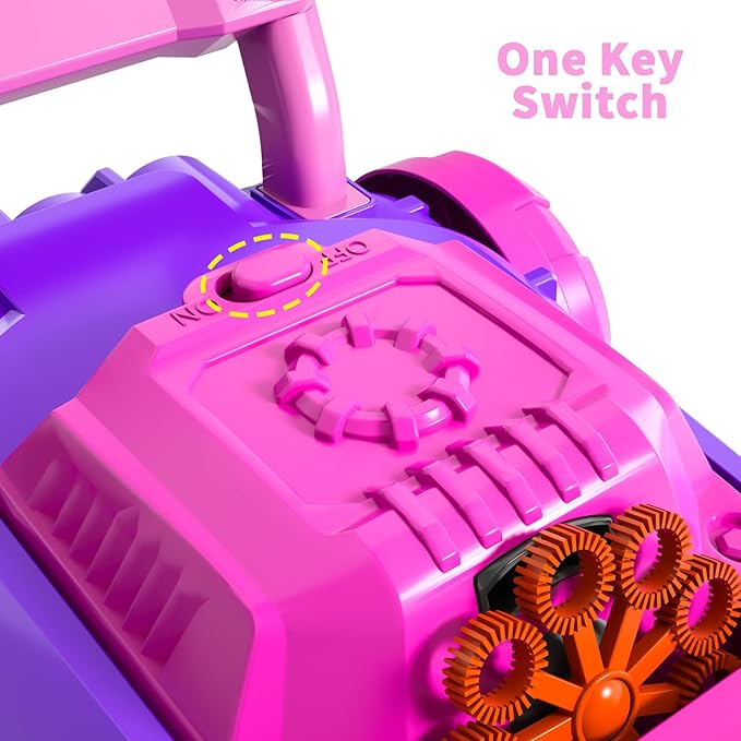 Bennol Pink and Purple Bubble Lawn Mower for Toddlers, Kids Automatic Bubble Blower Maker Machine, Outdoor Gardening Push Toys, Birthday Gifts for Preschool Baby Girls Boys