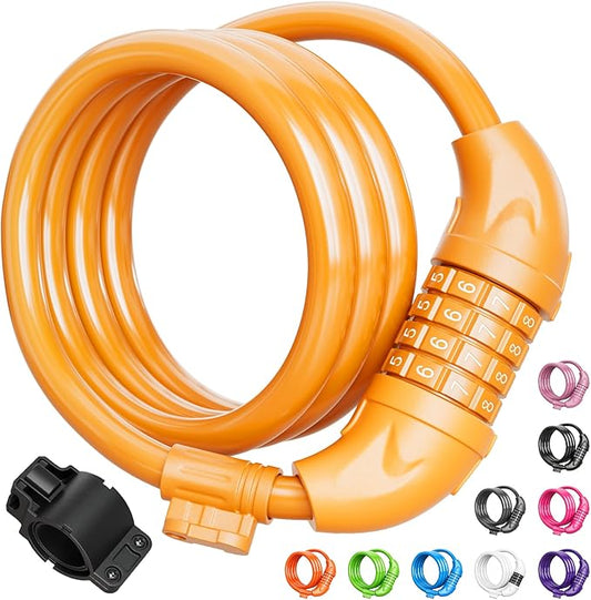 Titanker Bike Lock, Bicycle Lock 4 Feet Cable Lock 1/2 Inch Resettable Bike Lock Combination with Mounting Bracket, Bike Accessories for Bicycle, Electric Scooter, Motorcycle