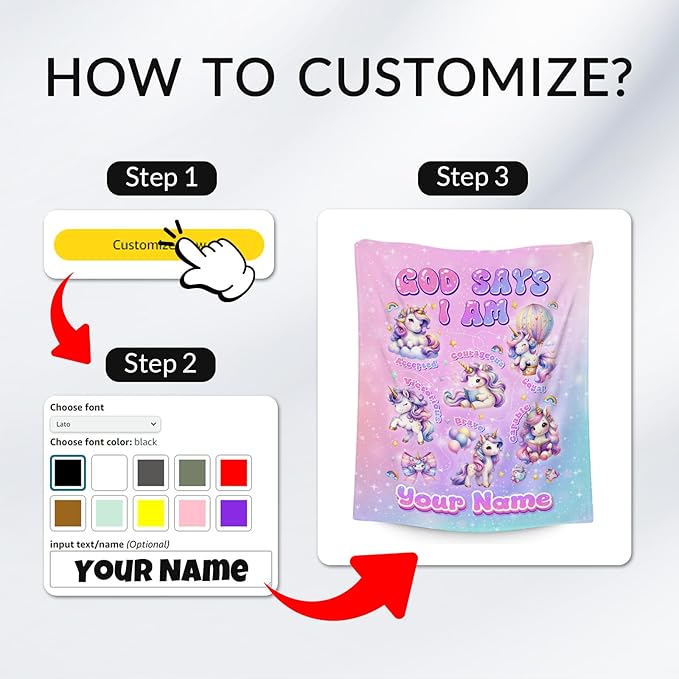 Personalized Unicorn Fleece Blanket for Girls & Women, Soft Plush Kids Blanket for Couch & Office, 40"x50" - Inspirational Gift for Her & Daughter