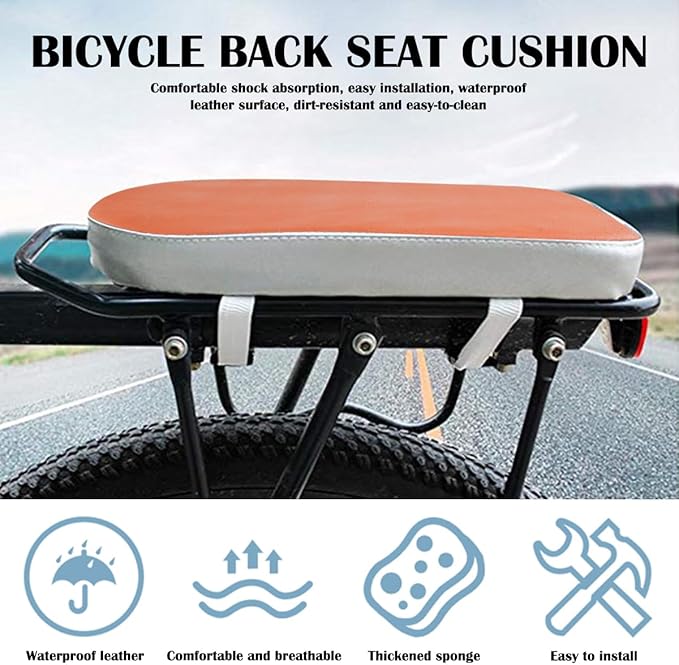 Bicycle Rear Seat Cushion Universal Rear Seat with Buckle Soft and Lengthened and Thickened Rear Seat for Kids