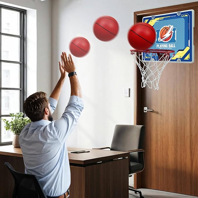 Indoor Mini Basketball Hoop - Over The Door Hoop for Bedroom & Office, Kids Boys Gift, Wall Mount & Door Hanging