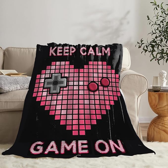 Gaming Blanket Gifts for Girls Boys Gamer Throw Blankets Cozy Plush Fleece Video Game Decor Flannel Fuzzy for Kids 80"X60"