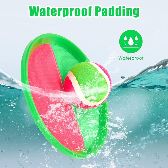 Toss and Catch Game Set,Ball Catch Set, Outdoor Beach Games for Playground Balls Summer Toy for Ages 4-8, Outside for Kids Boys Girl 4 Mitts & 4 Balls