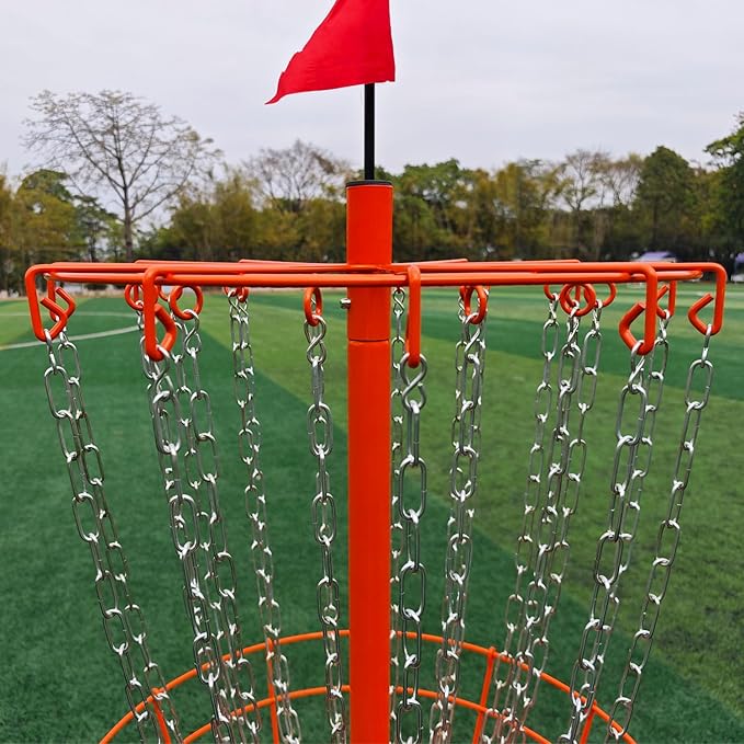 Disc Golf Basket - Portable Disc Golf Target with Heavy Duty 24-Chains Come with 6pcs Disc Golf Discs and Carry Bag, Ground Stake -Suitable for Players of All Levels - Multi Color Available