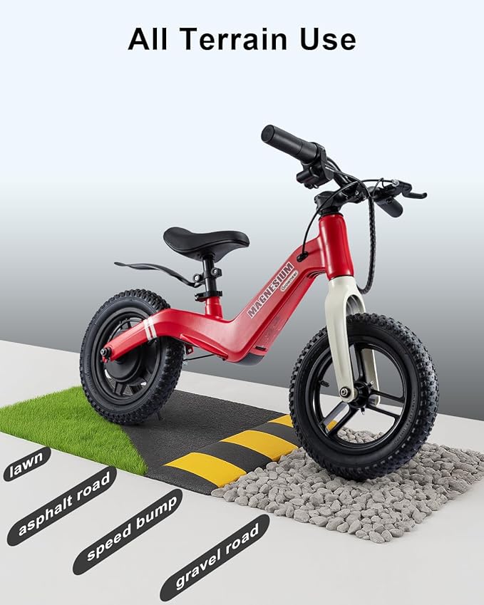 GROWNEER Electric Balance Bike for Kids,12&14-Inch Tires,Ages 3–8,Lightweight Magnesium Alloy Frame,3 Speed Settings Light-up Front Tire & Adjustable Seat, Electric Bike for Kids