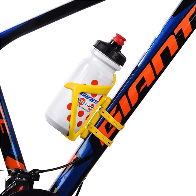 ZONKIE Bicycle Bottle Cages, Plastic Bike Bottle Holder with Cage Mounting Base (Yellow)
