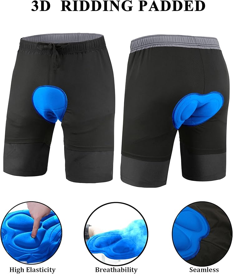Men's Mountain Bike Shorts 3D Padded Baggy Bicycle Riding Cycling Shorts Quick Dry Lightweight Biking Shorts