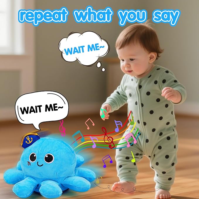 Tsomtto Baby Toys 6-12 Months Musical Plush Octopus Crawling & Walking Toys Light up Voice Control Dancing Infant Toys 0-6 7 8 9 10 12-18 Month 1 2 3 Year Old Boys Girls Tummy Time Baby