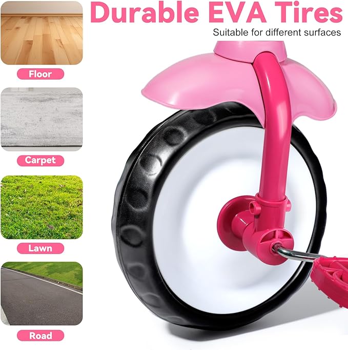 Liberry Toddler Tricycle Age 2 3 4 Years Old, Kids Trike with Bell, Back Basket and Removable Pedal, 3 Wheel Bike Birthday Toys Gift for Boys Girls, Pink