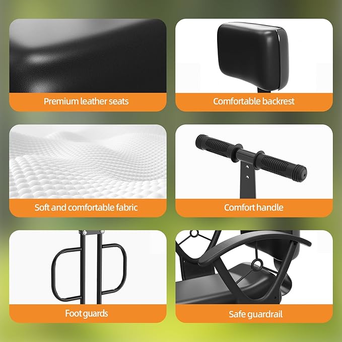 Rear Child Bike Seat,Rear Mounted Child Bike Seats,Back Mount Child Seat with Back Rest Armrest Foot Pedals,Width Adjustable Bicycle Rear Seat,Fits All Bicycle Rear Frames