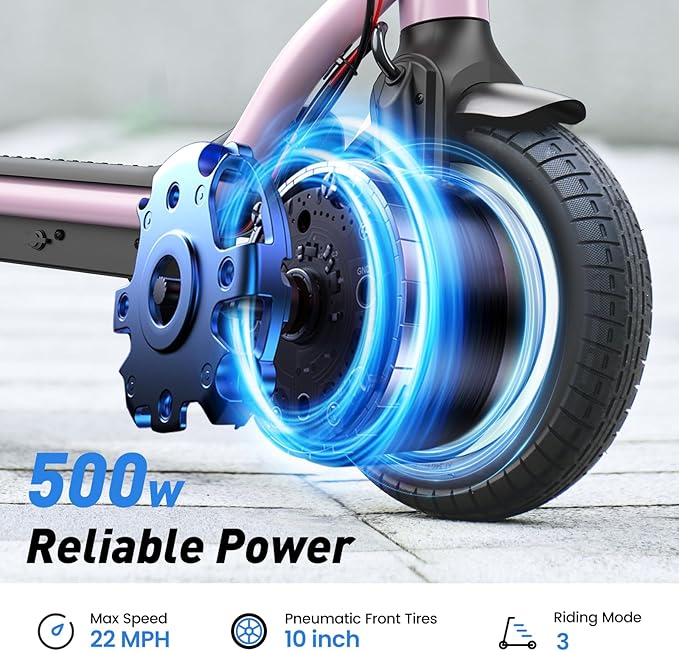 Electric Scooter, 650W/500W/350W Powerful Motor, 22/18 MPH Top Speed, 23/21 Miles Long Range, 10"/8.5" Pneumatic Tires, Smart App, UL Certified Foldable Commuting Electric Scooter for Adults and Teens