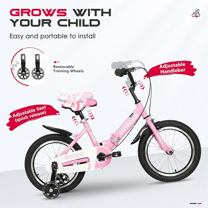 14/16/18 Inch Folding Kids Bike with Training Wheels, Gifts for Girl&Boy Age 3-10 Years, Toddler Bike with Dual Brakes for Beginners, Multi-Color